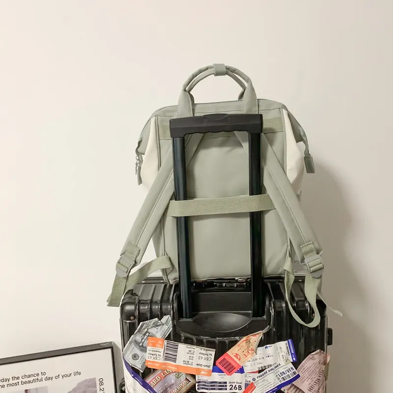 Stylish Waterproof Backpack for Women - Large Capacity Daypack with Color Block Design - 3