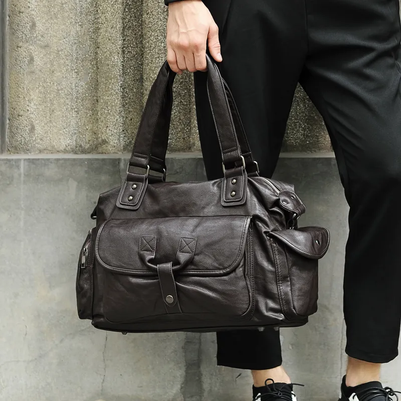 Men's Leather Shoulder Bag 2025 New Business Briefcase Laptop Bag - 1