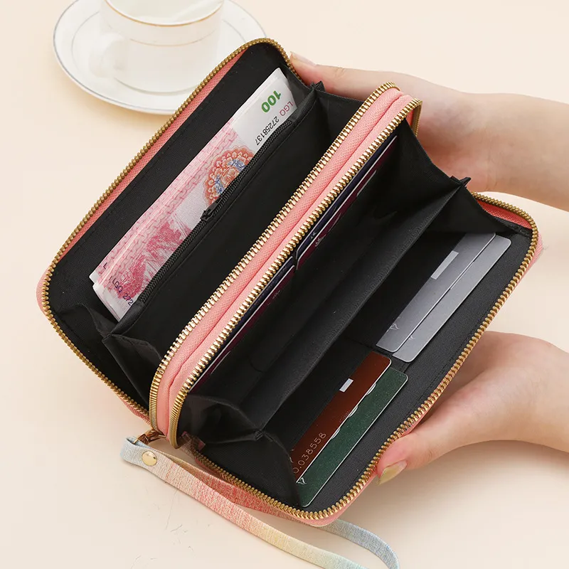 Gradient Color Large Capacity Women's Wallet Beach Tote Phone Crossbody Bag - 4