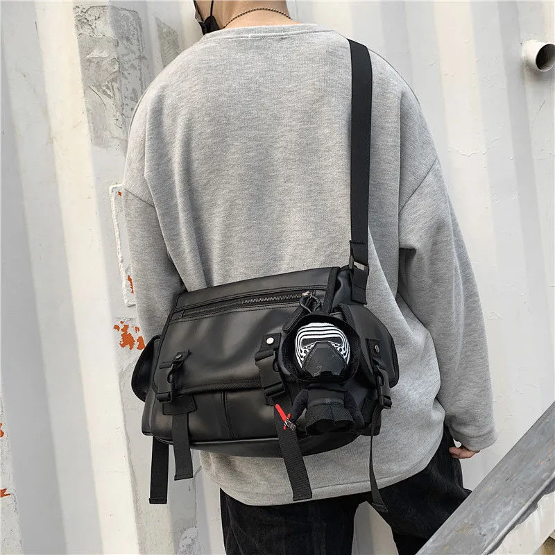 Men's Messenger Bag Large Capacity PU Black Crossbody Bag Casual - 1