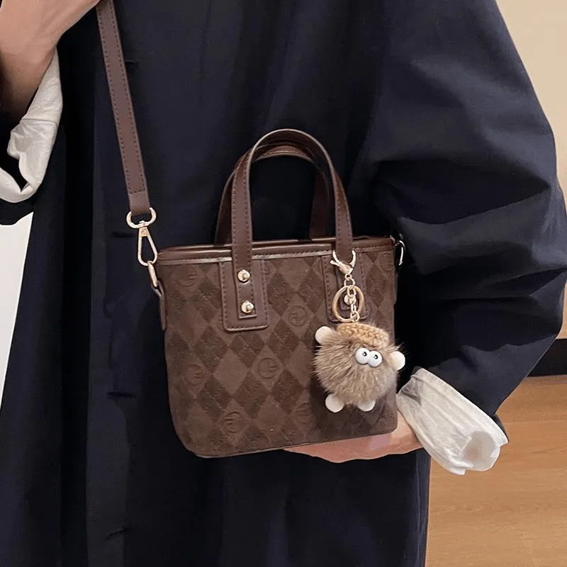 Velvet Bucket Bag 2025 New Retro Shoulder Crossbody Purse for Women - 4