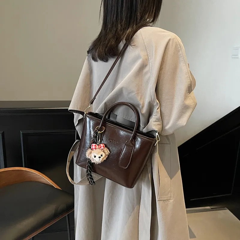 Trendy Brown Bucket Bag 2025, Women's Fashion Shoulder Crossbody Purse - 4