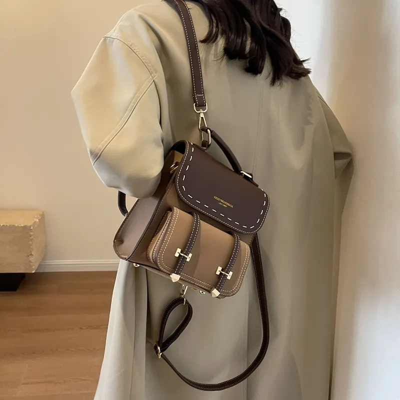 Retro Backpack Women 2025 Small Rucksack Mini Bookbag Multicolor - 1