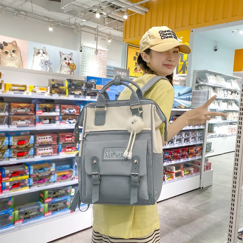 Stylish Waterproof Backpack for Women - Large Capacity Daypack with Color Block Design - 4