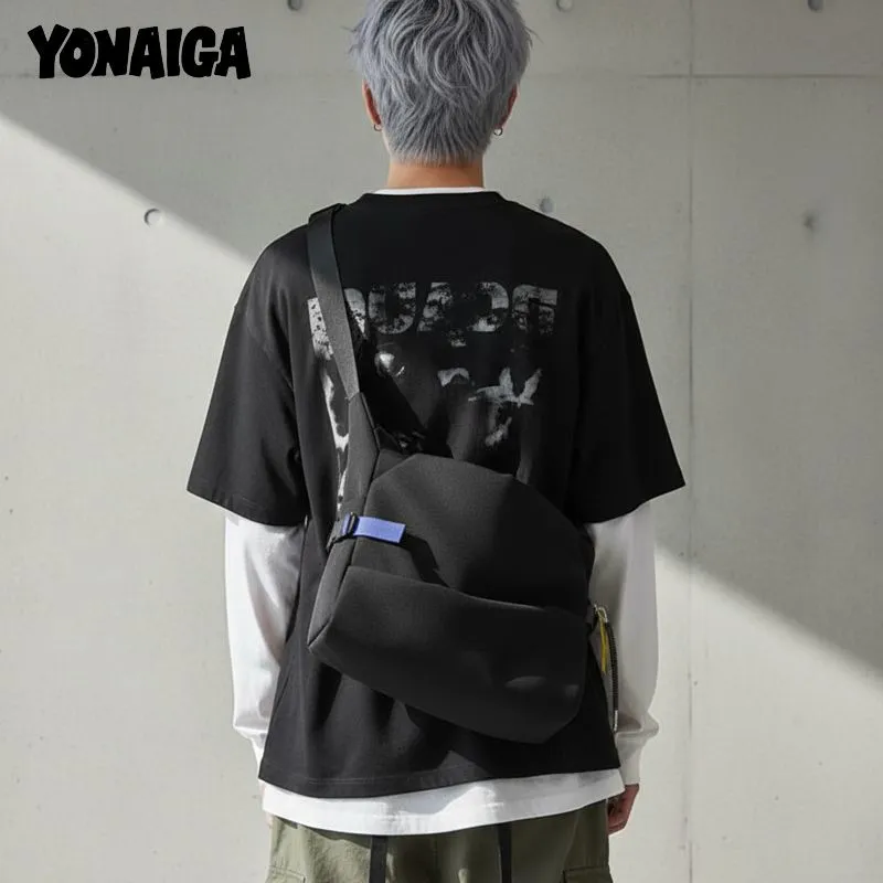 YONAIGA+ Ins Japanese Style Canvas Messenger Bag Unisex Crossbody Sling - 2