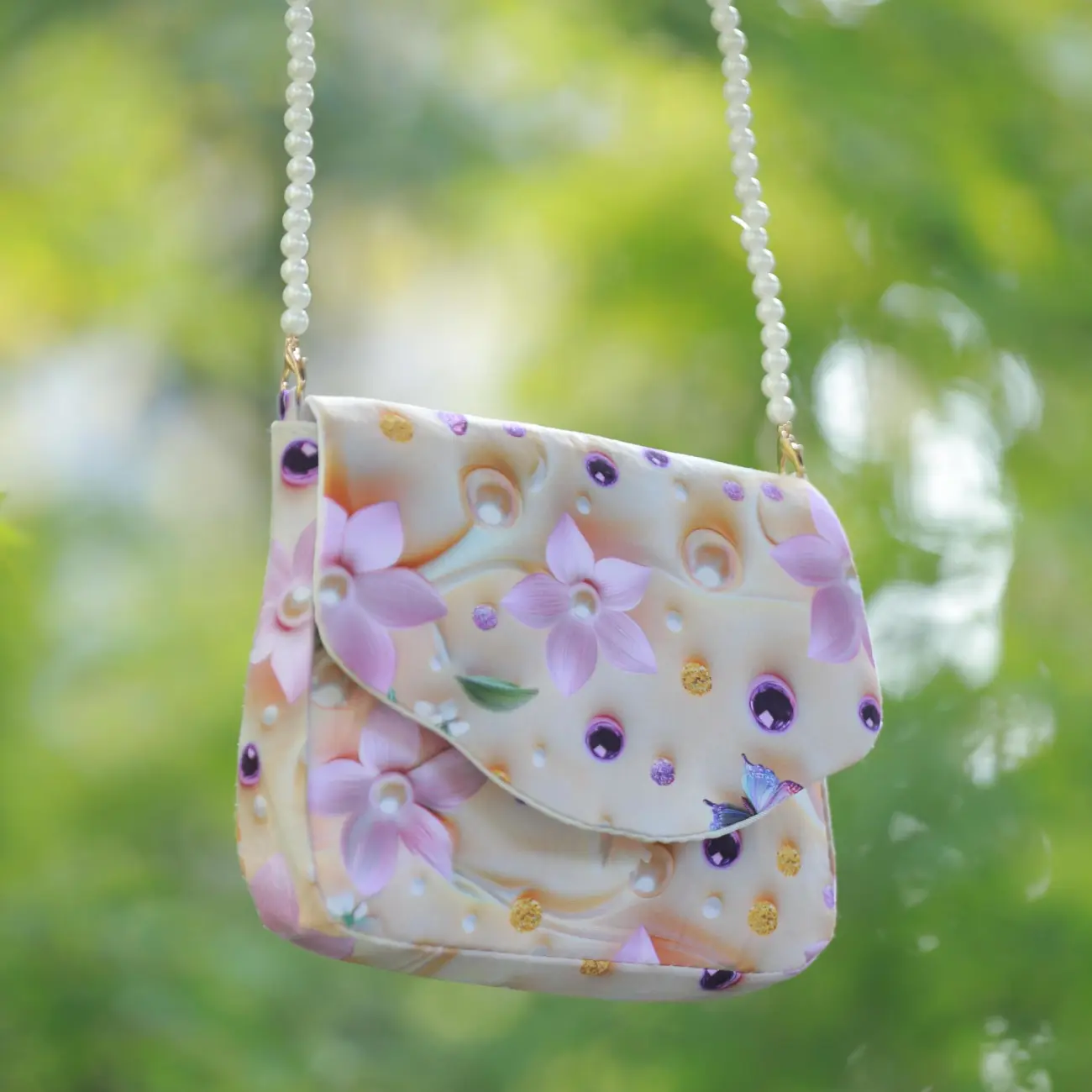 Hanfu Floral Crossbody Bag Vintage Envelope Shoulder Purse for Women - 1