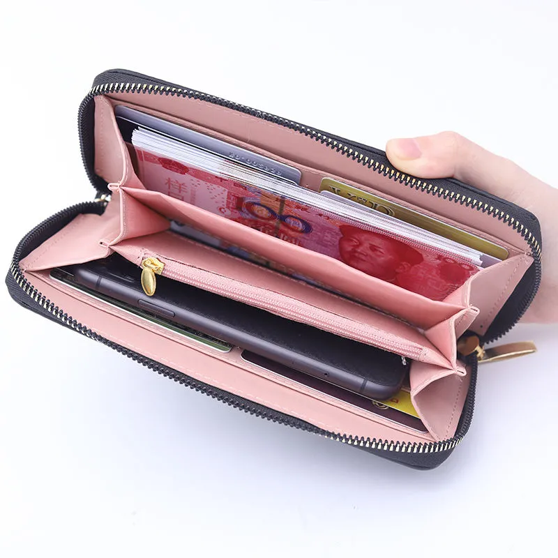 Long Wallets for Women with Zipper, Large Capacity Phone Holder Fashion Clutch - 2