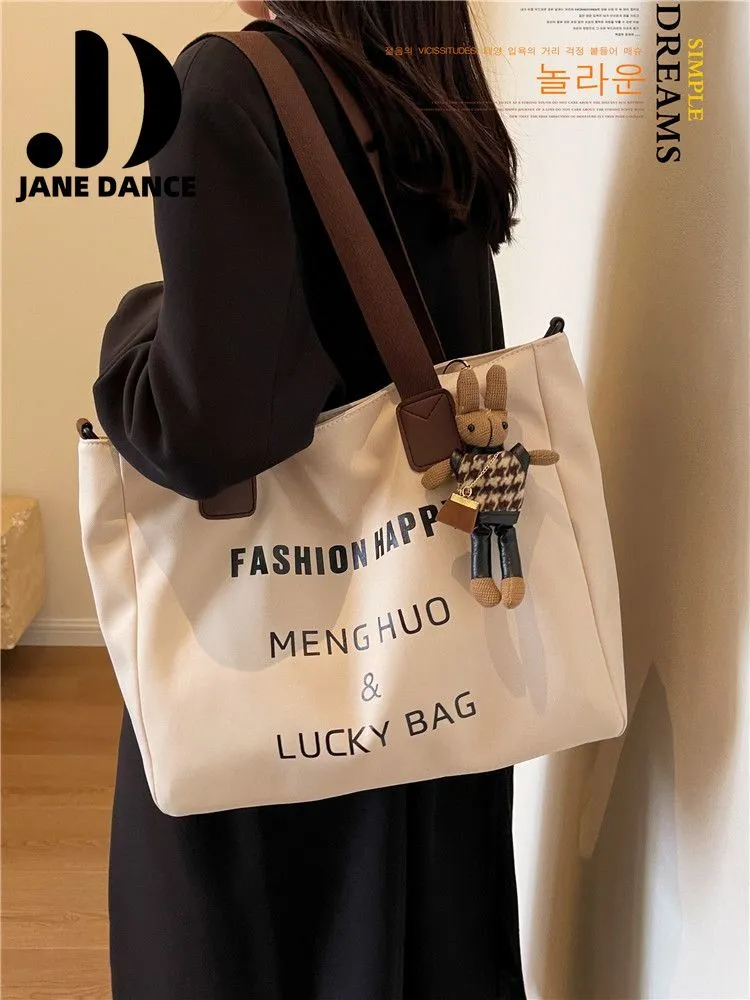Canvas Tote Bag for Women Large Capacity Crossbody Shoulder Bag - 3