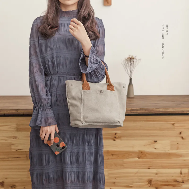 Canvas Tote Bag for Women 2024 Fashion Handheld Work Bag - 5
