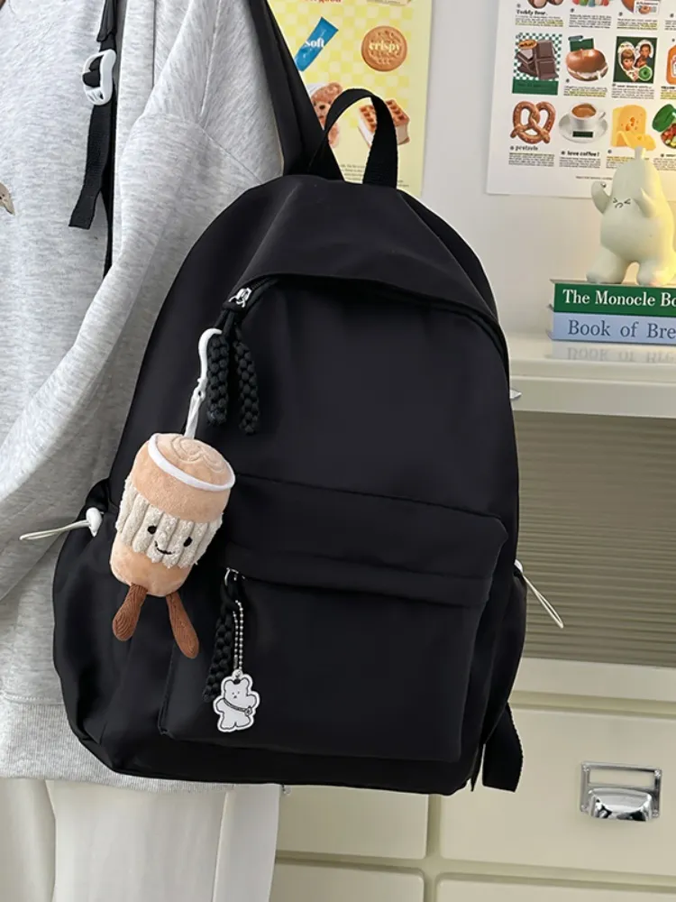 Minimalist Solid Color Backpack for College Students, High School Daypack - 4