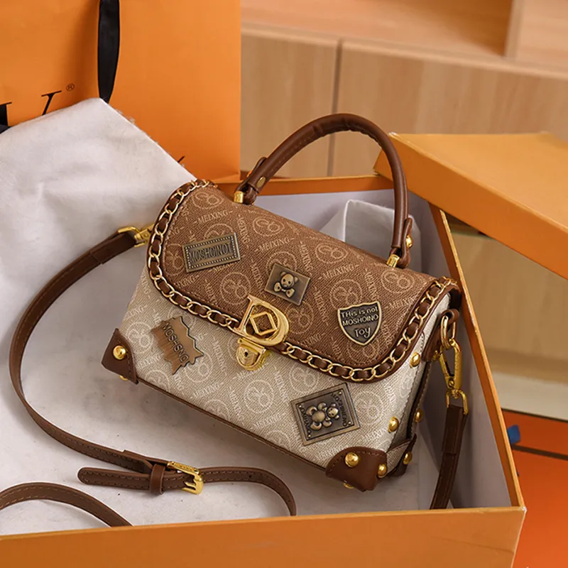 Stylish Small Square Bag 2023, Shoulder Crossbody Bag with Medals - 1