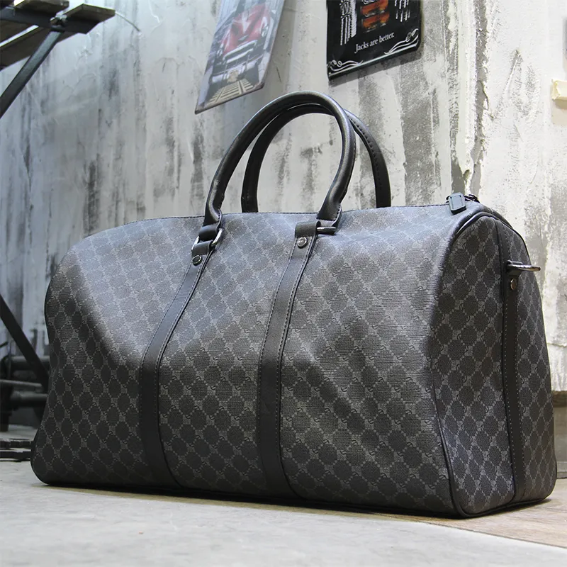 Men's Casual Travel Bag Large Capacity Shoulder Bag Plaid Pattern - 1