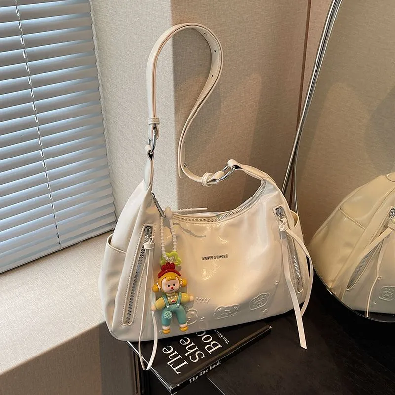 Crossbody Bag 2025 Fashion Minimalist PU Shoulder Bag with Free Strap Charm - 3