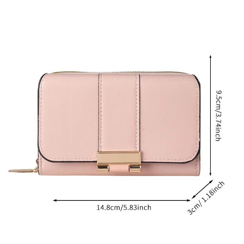 Women's Long PU Wallet Multi Card Slots Fashion Zipper Coin Purse - 5