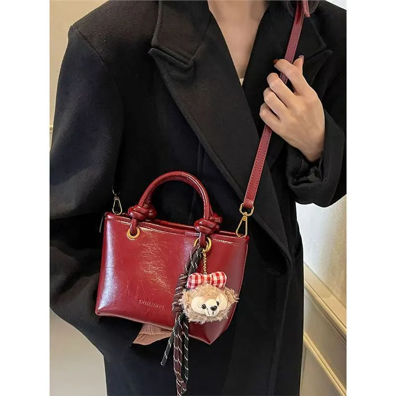 Leather Bucket Bag Women 2025 Spring Fashion Crossbody Bag Retro Brown - 4