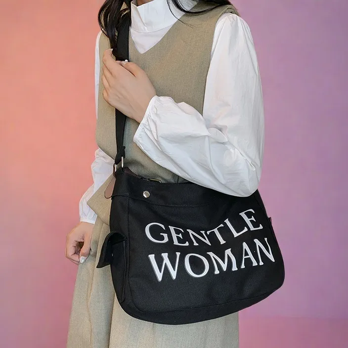 Canvas Tote Bag for Women, Large Capacity Crossbody Messenger Bag, Ins Fashion - 2