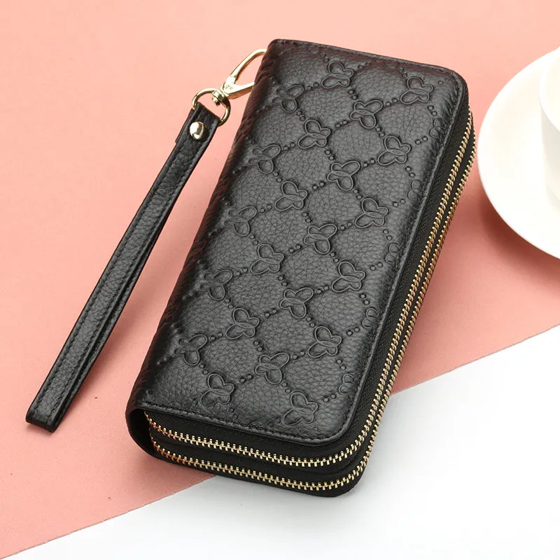 Genuine Leather Long Zip Around Wallet for Women 2025 New Phone Case - 4