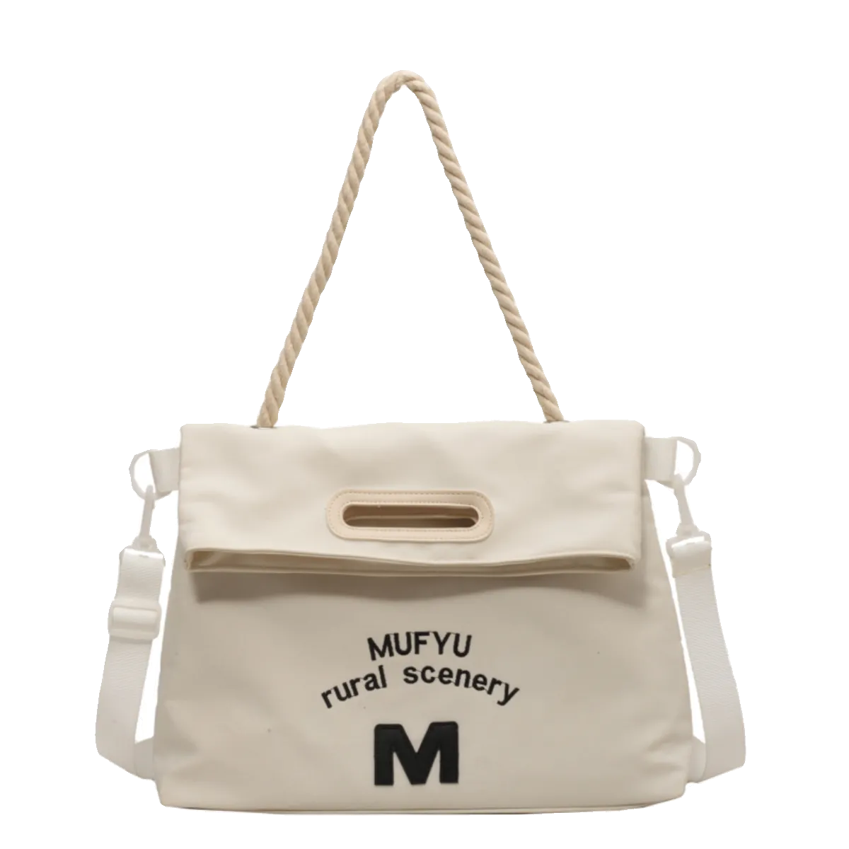 Canvas Tote Bag with Embroidery, Large Capacity Shoulder Bag for Women - 5