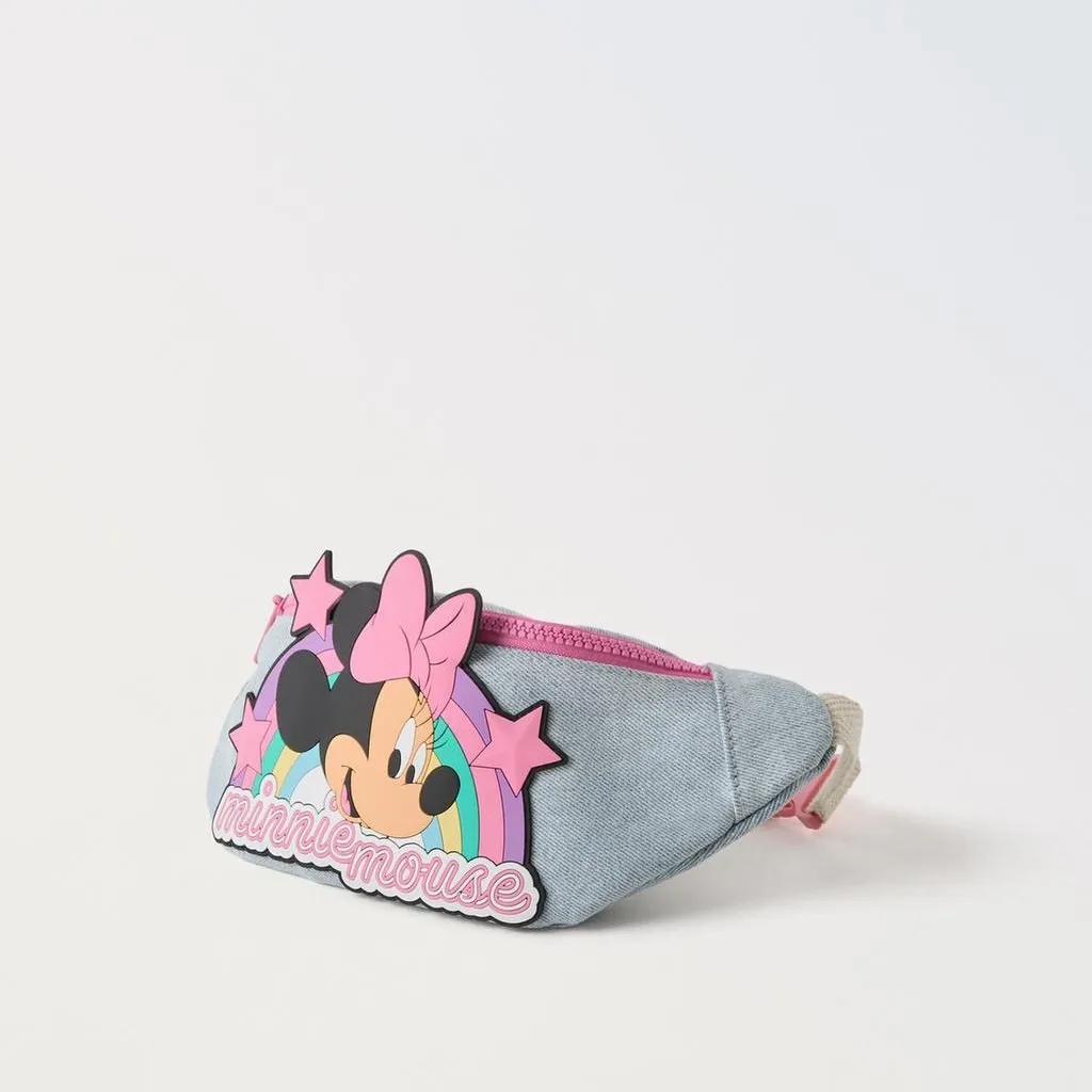 Minnie Mouse Waist Bag for Girls, Pink Cartoon Fanny Pack Crossbody Purse - 1