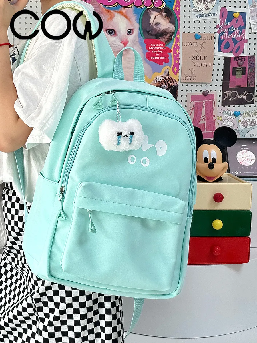 Ins Backpack for College Girls, Large Capacity Nylon School Bag - 5