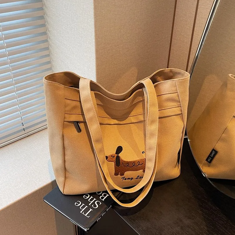 Sausage Dog Tote Bag Women 2025 Large Capacity Canvas Shoulder Bag - 4