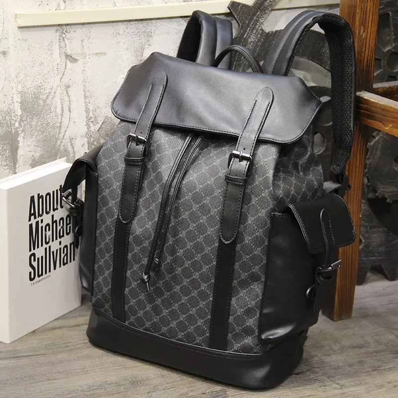 Men's Plaid Backpack Large Capacity Laptop Daypack Outdoor Travel Bag - 2