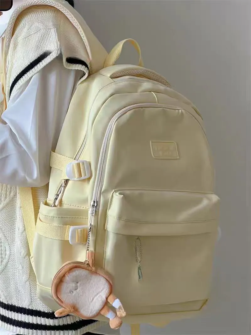 Cream Backpack for Women, Japanese Ins Style College School Bag - 4