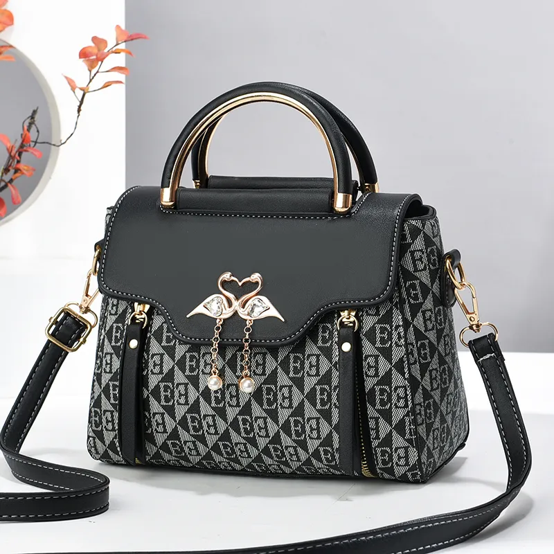 French Style Handbag Women's Luxury Print Shoulder Bag Crossbody Tote - 2