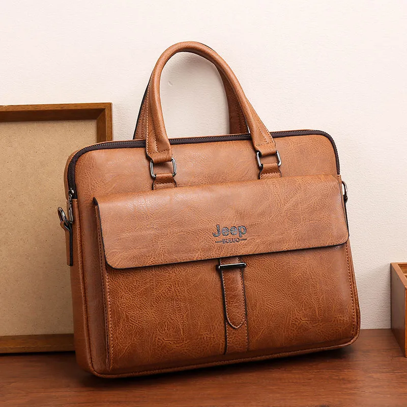 Men's Messenger Bag Retro Vintage Laptop Briefcase Large Capacity - 1