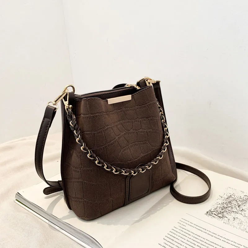 Trendy Shoulder Bucket Bag 2025, PU Chain Crossbody Purse for Women - 2