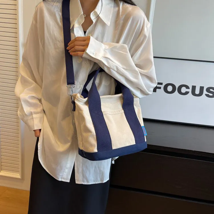 2024 Canvas Tote Bag Large Capacity Student Multilayer Commuter Crossbody Bag - 5