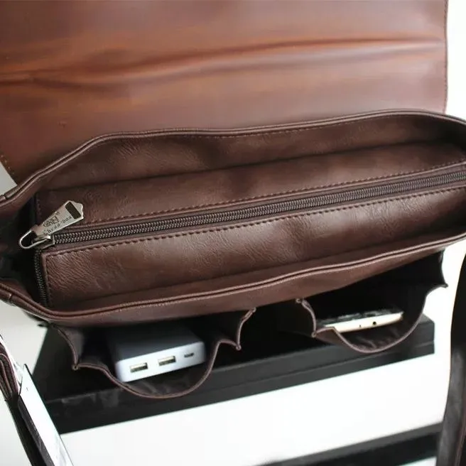 Vintage Handbag Briefcase Crossbody Bag for Business Casual Travel - 5