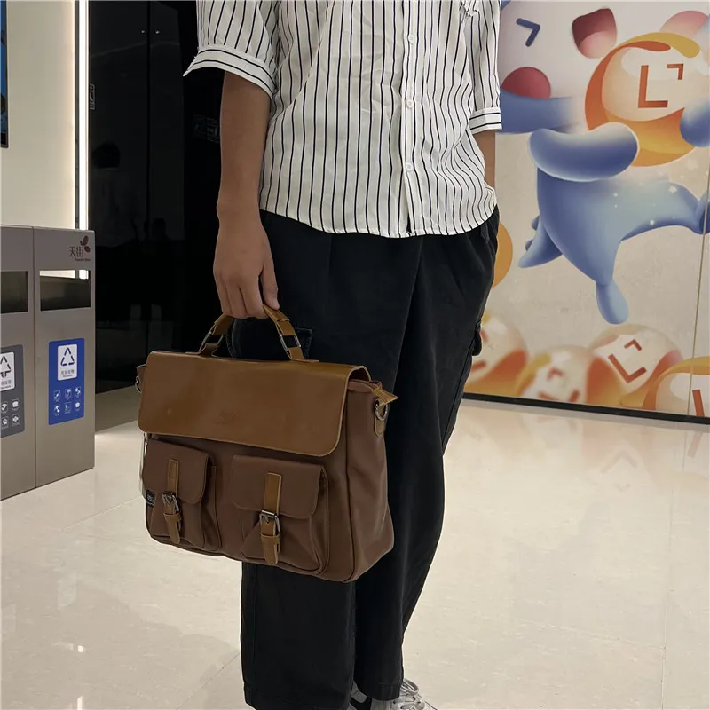 Men's Retro Messenger Bag, 15 Inch Laptop Tote, Vintage Shoulder Bag - 2