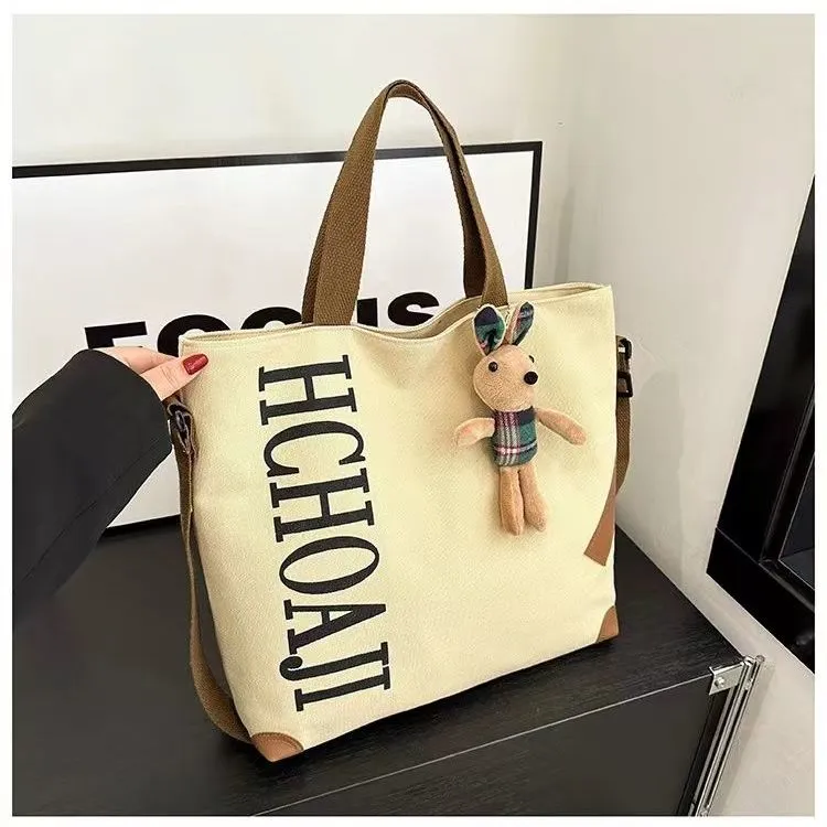 Large Tote Bag Women Canvas Crossbody Bag Fashionable Casual Shoulder Bag - 1