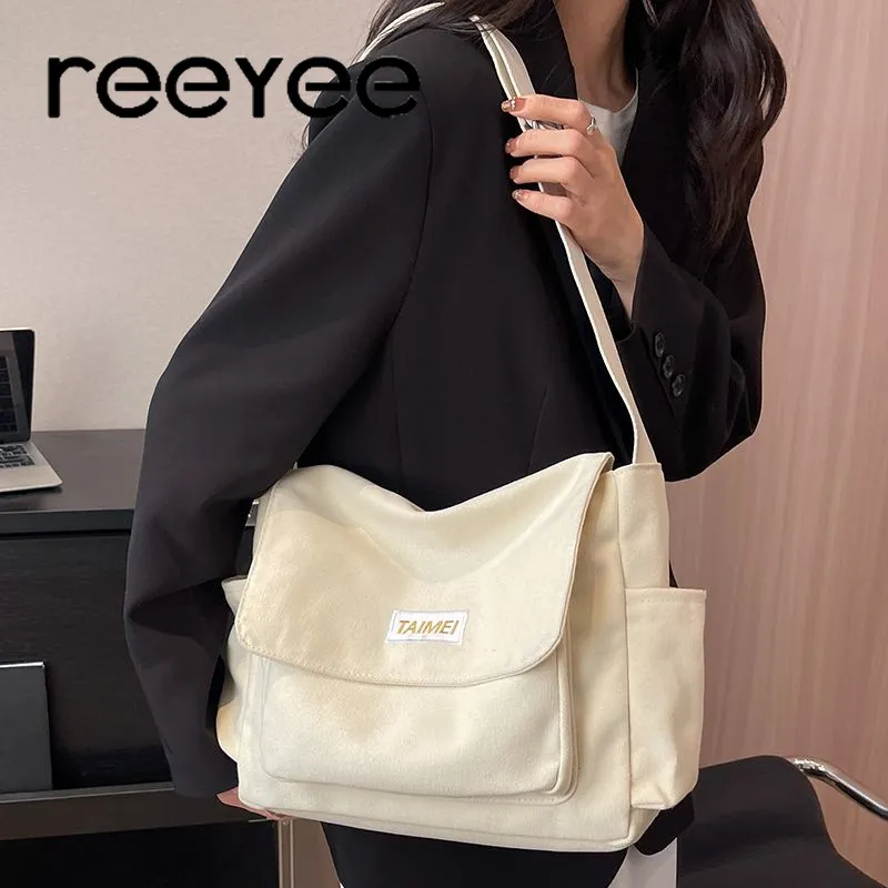 Canvas Messenger Bag for Women 2025 New Simple Crossbody Tote Bag - 2