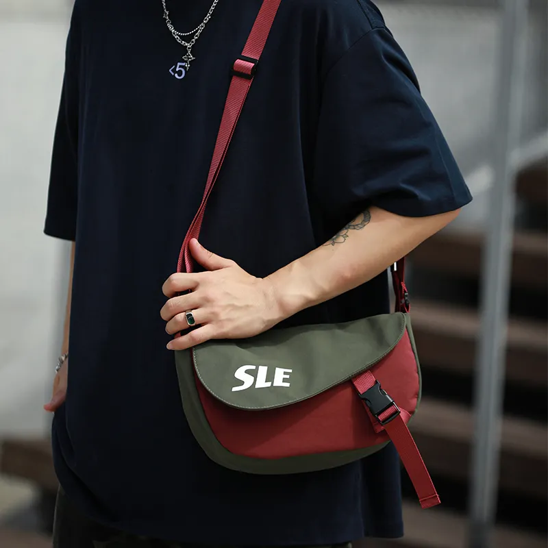 Men's Messenger Bag with Unique Design, Nylon Crossbody Sling Backpack - 4