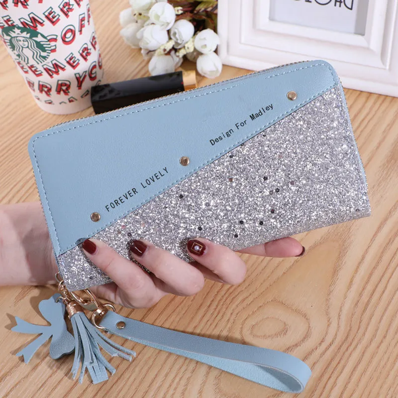 Long Zip Wallet Women 2020 New PU Wristlet Phone Crossbody Bag - 5