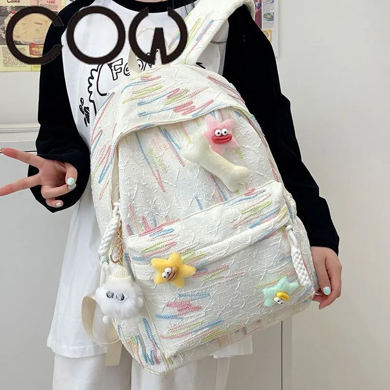 Cute Backpack for Girls, College Student Ins Style Soft Shoulder Bag - 4