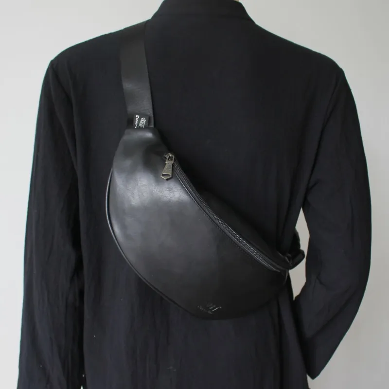 Men's Leather Chest Bag, Crossbody Sling Pack for Phone, THREE-BOX - 3