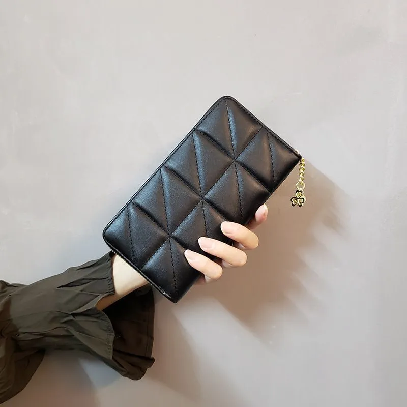 Quilted Women's Long Wallet 2025 New Fashion Zipper Cardholder Purse - 3