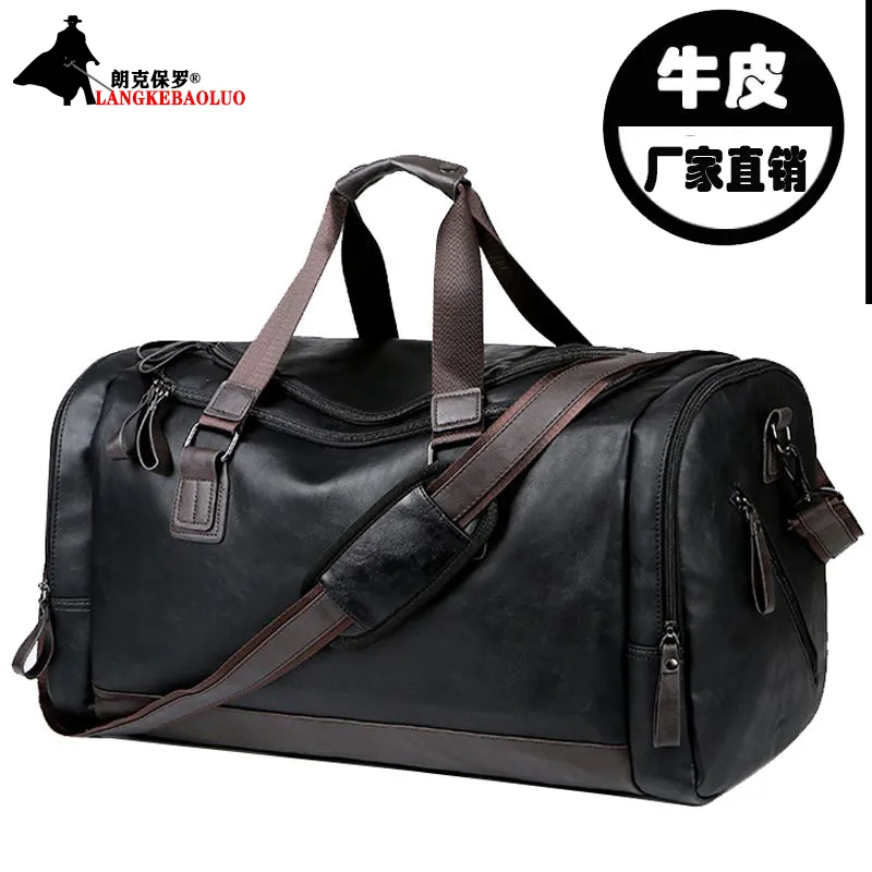 Leather Men's Bag Large Capacity Crossbody Shoulder Bag Travel Sports - 2