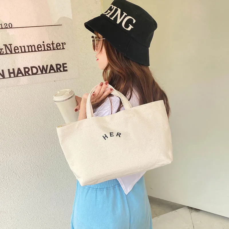 Canvas Tote Bag for Women 2024 Large Capacity Ins Korean Style Lunch Bag - 5
