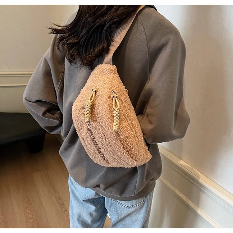 Lamb Fur Crossbody Bag Women Large Capacity 2024 New Fashion Shoulder Bag - 2