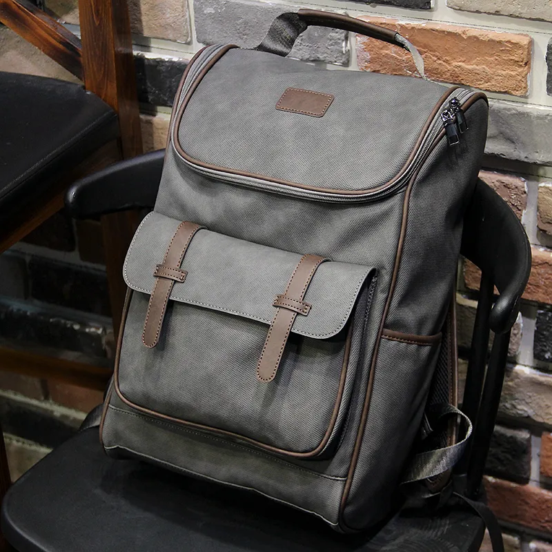 Men's Vintage PU Leather Backpack Large Capacity Laptop Bag for Students - 1