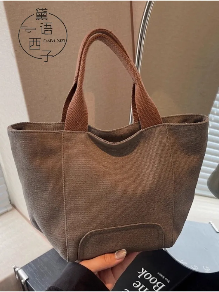 Vintage Canvas Tote Bag for Women, Small Shoulder Bag with Zipper Closure - 2