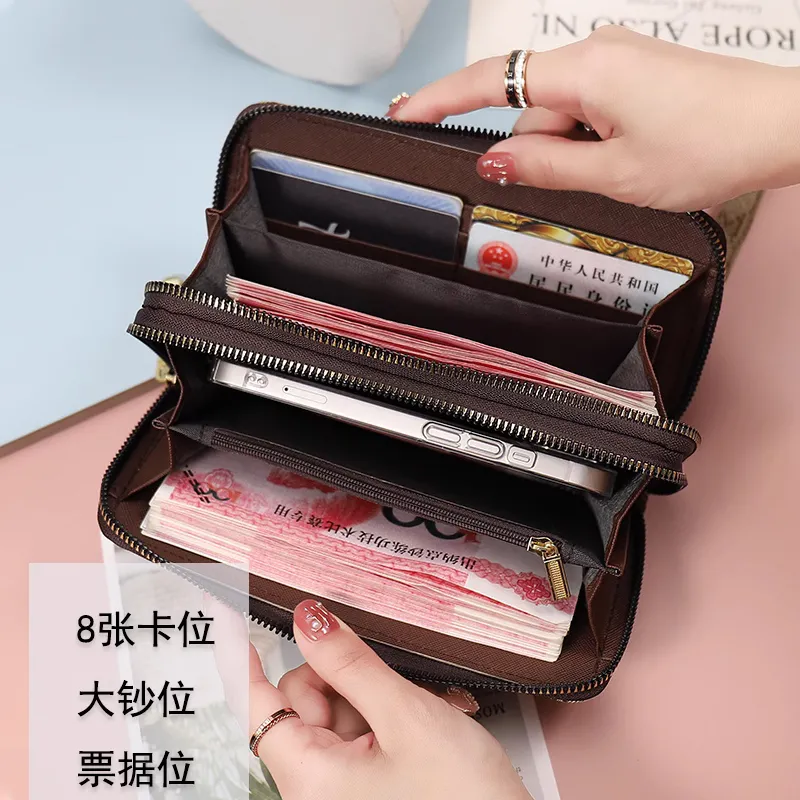 Women's Wallets 2025 Large Capacity Double Zipper Long Wallet for Big Phones - 2