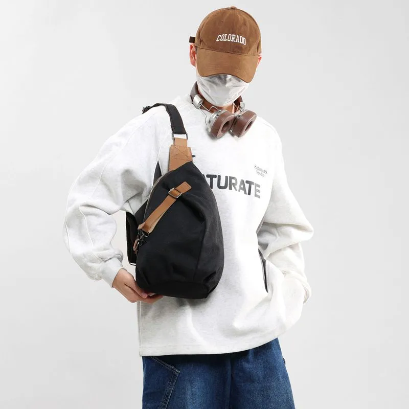Large Capacity Chest Bag Men's Sports Crossbody Bag Canvas Sling Bag - 5