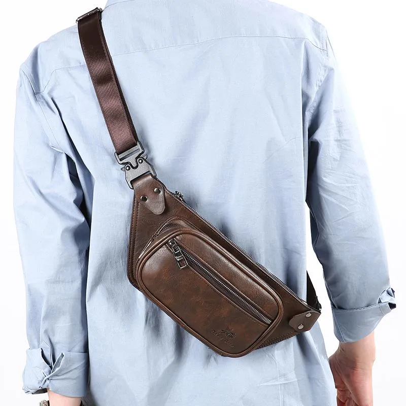 Men's Outdoor Waist Pack Ultra Lightweight Chest Bag PU Multi-functional Travel Sports - 4