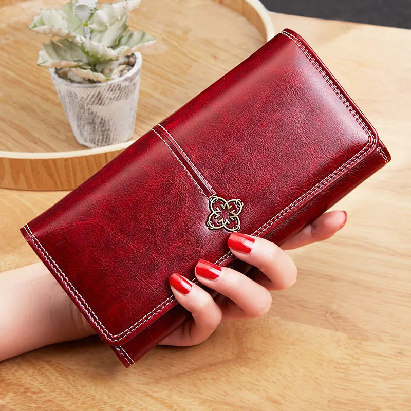 Vintage Long Zip Wallet for Women 2025 Large Capacity Phone Card Holder - 1