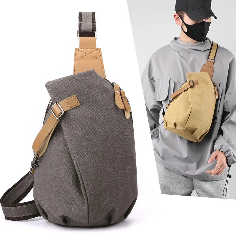 Large Capacity Chest Bag Men's Sports Crossbody Bag Canvas Sling Bag - 3